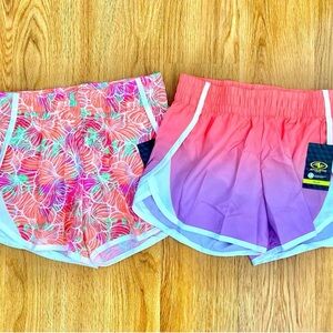 2 Pair Athletic Works Girls Running Shorts Size M (7-8) Plus NWT Floral & Ombre